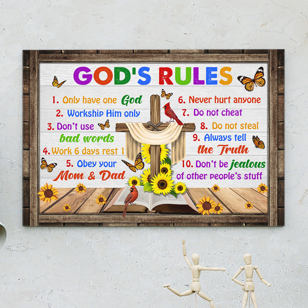 God Rules Ruler God’s Scripture Art Print With Wood Magnetic Poster Hanger, Christian ...