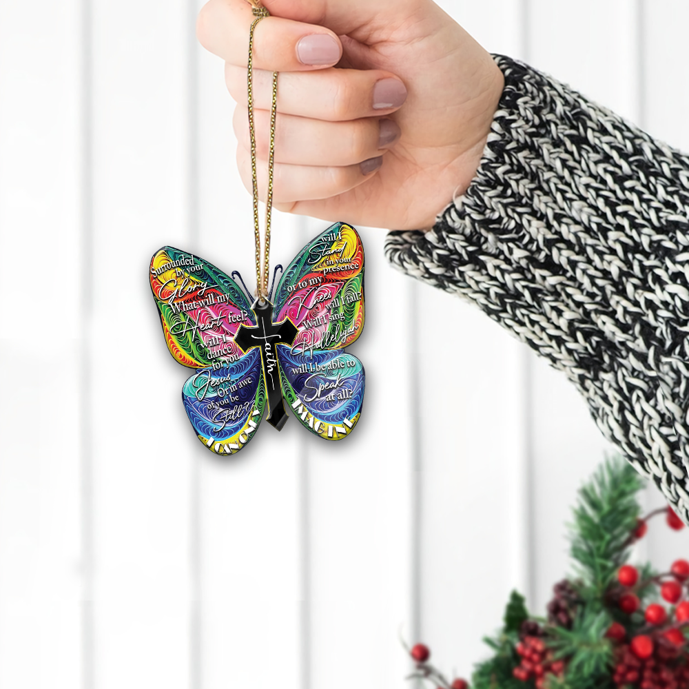 Personalized Rainbow Butterfly Christmas Ornament