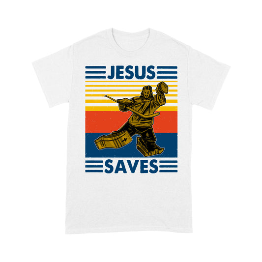 Jesus Saves Funny Vintage Hockey Ice Hockey Premium T-shirt