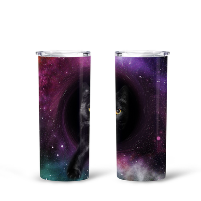 Black Cat Galaxy All-over Print Skinny Tumbler