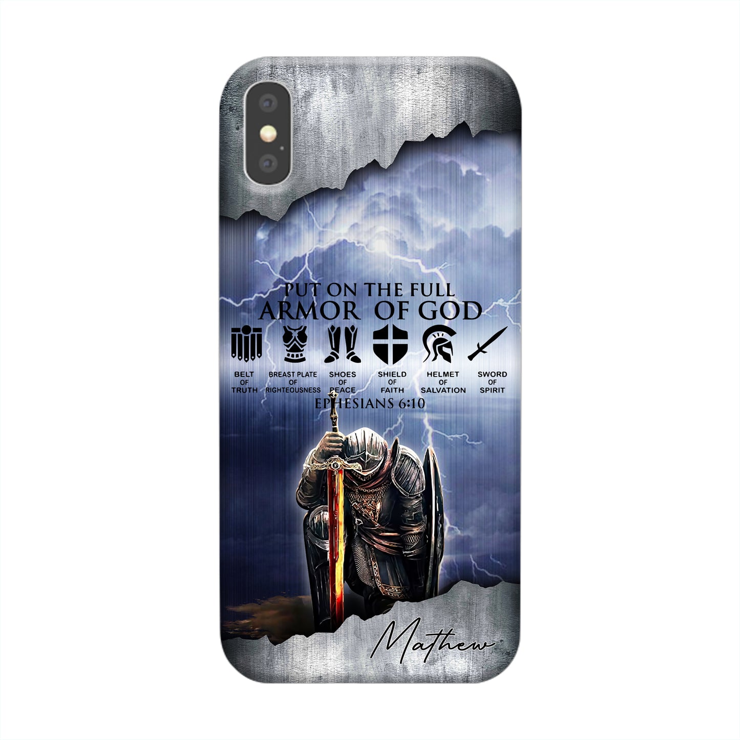 Personalized Man Warrior of God Put On The Full Armor Of God Ephesians 6-10 Phone Case