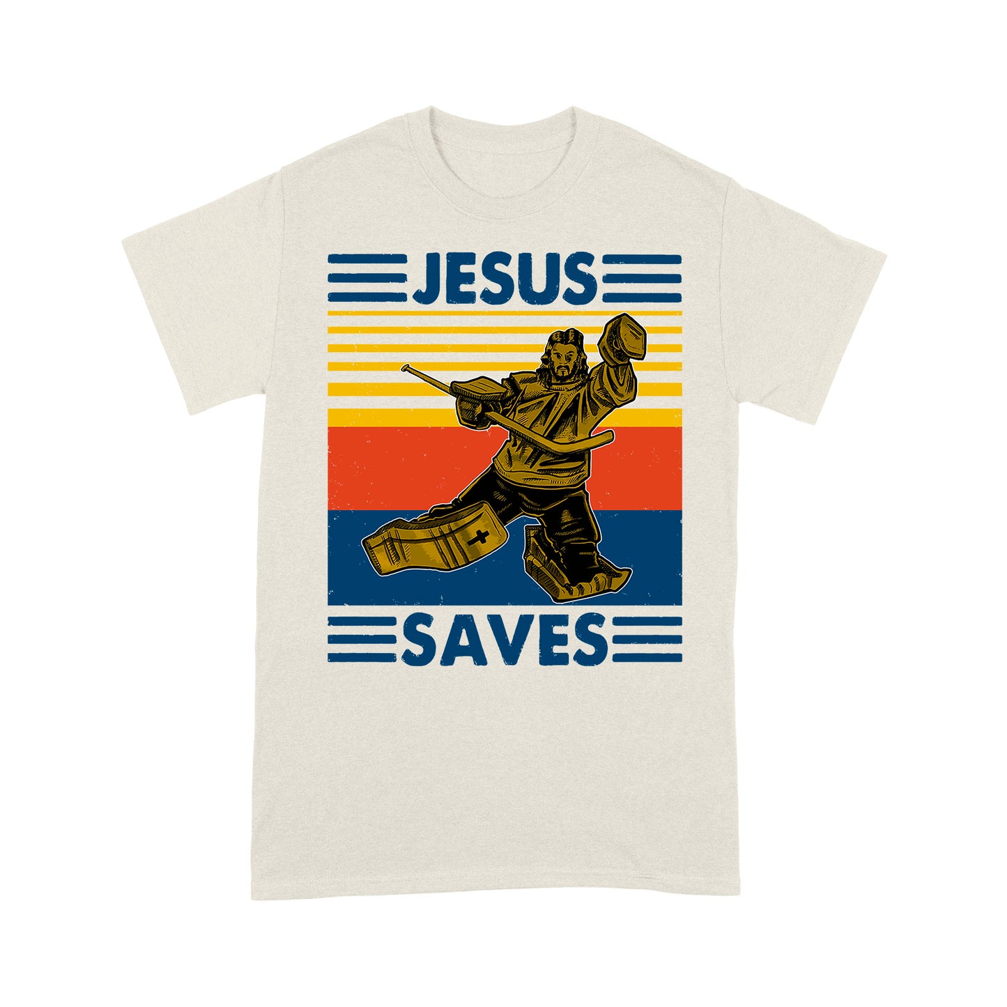 Jesus Saves Funny Vintage Hockey Ice Hockey Premium T-shirt