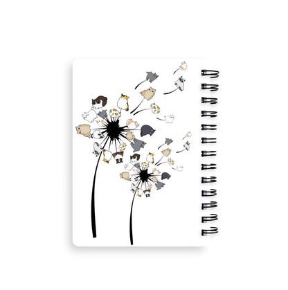 Dandelion Cats Flower Colorful Pet Cat Spiral Journal