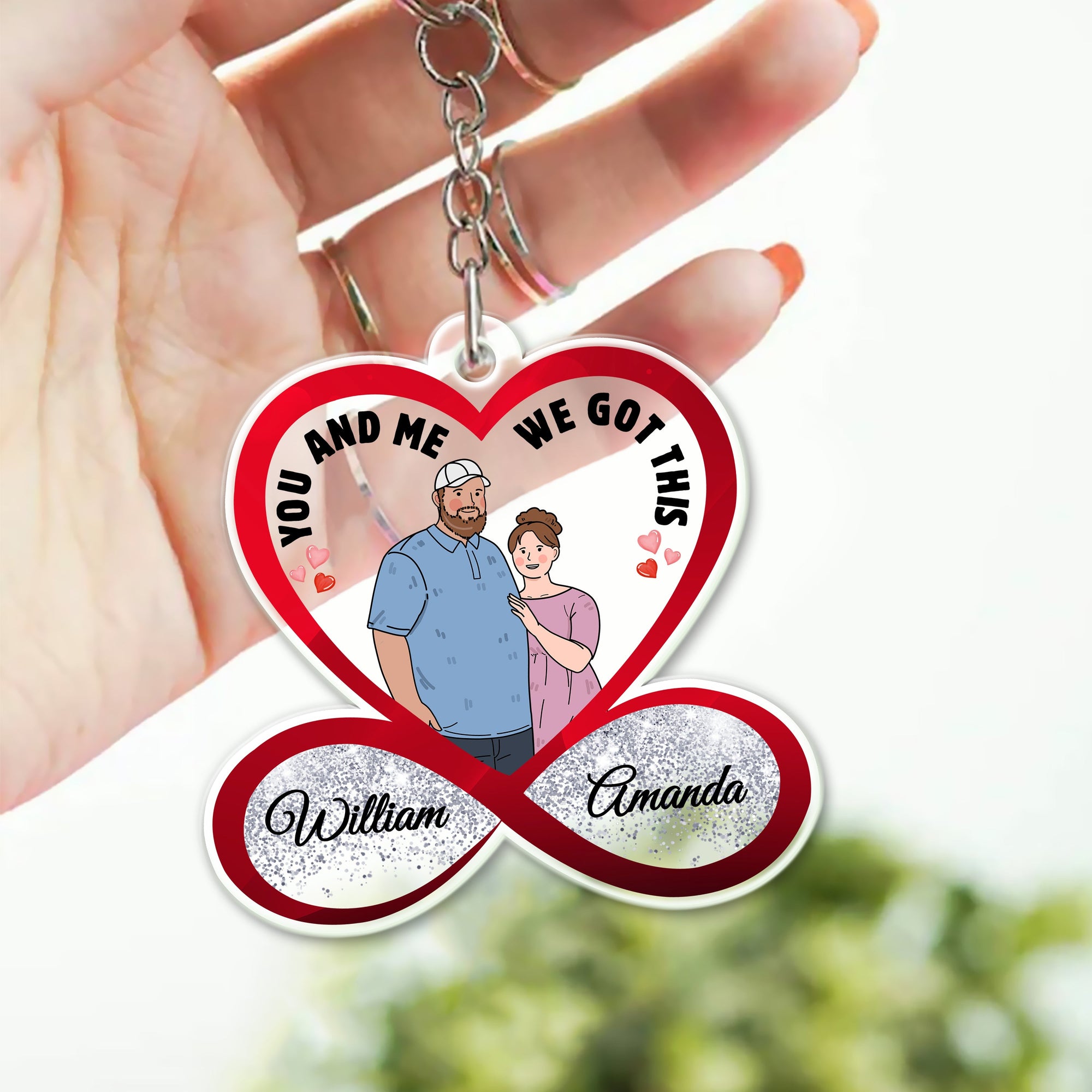 Personalized Infinity Couple Fat Funny Hugging You And Me We Got This Acrylic Keychain