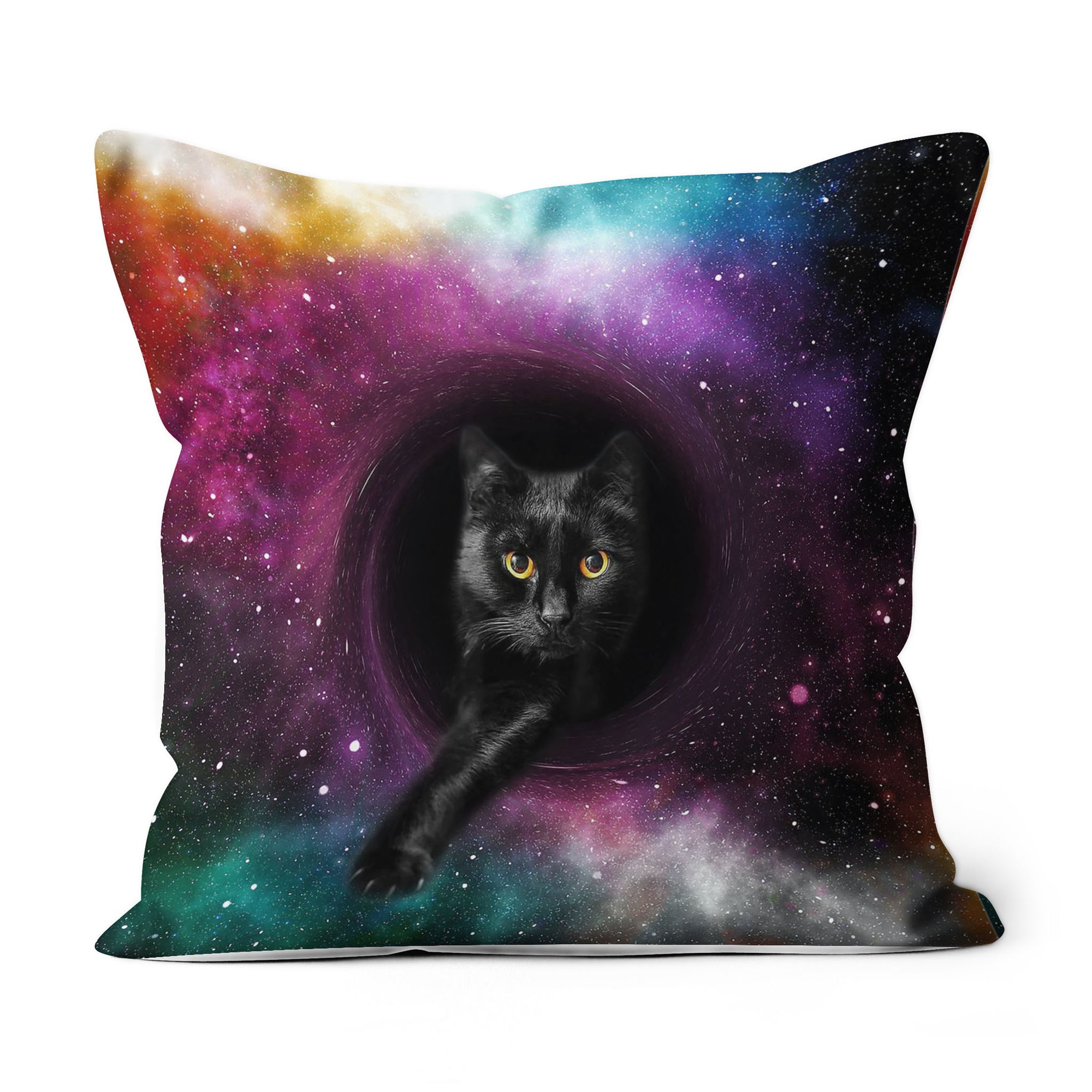 Black Cat Galaxy All-over Print Suede Throw Pillow