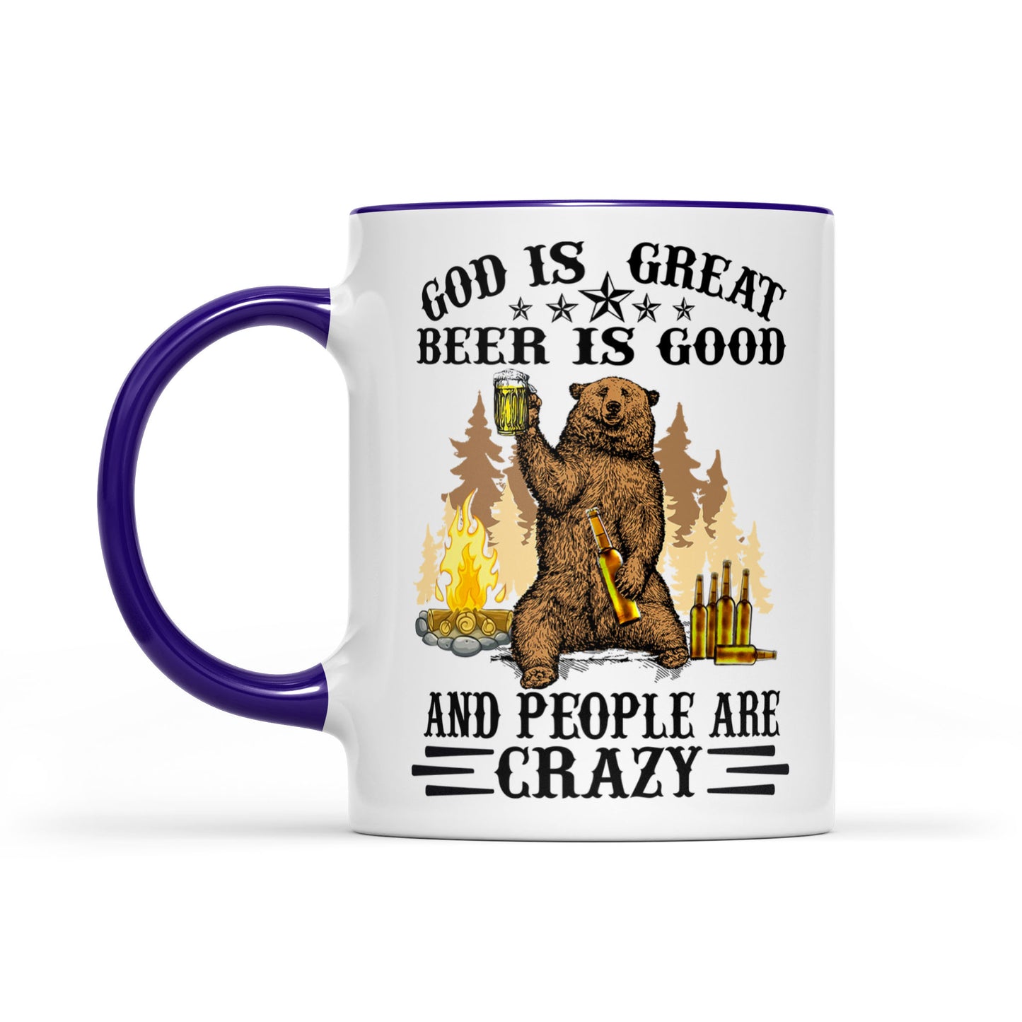 God is great beer is good and people are crazy Accent Mug