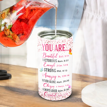 Personalized Woman Warrior You Are Beautiful Victorious Enough Created Strong Amazing 4-in-1 Cooler Tumbler