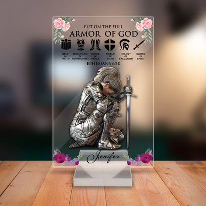 Personalized Woman Warrior of God Put On The Full Armor Of God Ephesians 6:10 Acrylic Plaque