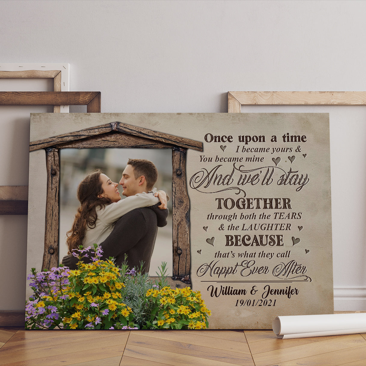Personalized Custom Name And Photo Once Upon A Time I Became Yours Art Print Once Upon A Time Happily Ever After Quote Sign Fairy Tale Wedding Decor Personalized Wedding Gift Poster and Canvas