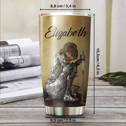 Personalized Woman Warrior of God Put On The Full Armor Of God Ephesians 6:10 Tumbler