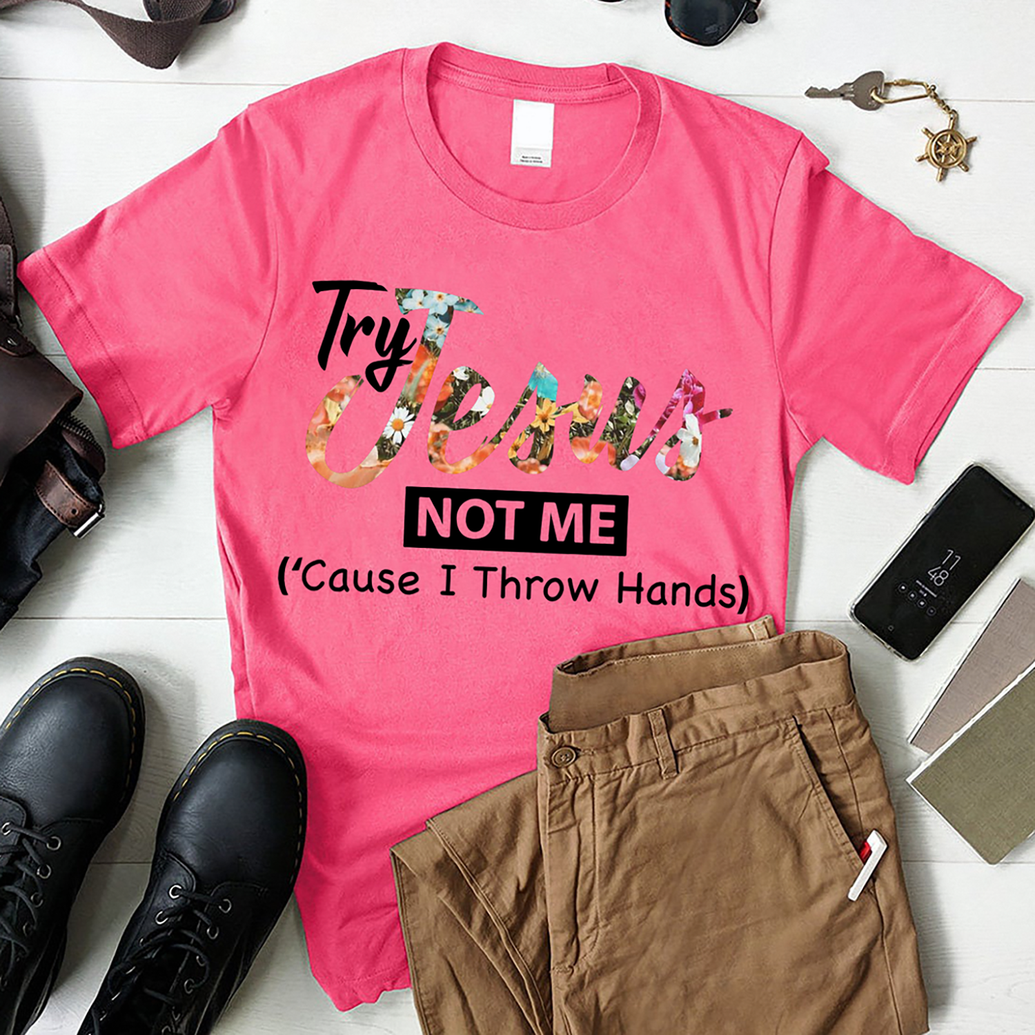 Try Jesus Not Me Cause I Throw Hands T-shirt - Viralcitron