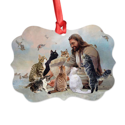 God Surrounded By Cats Angels Medallion Metal Ornament