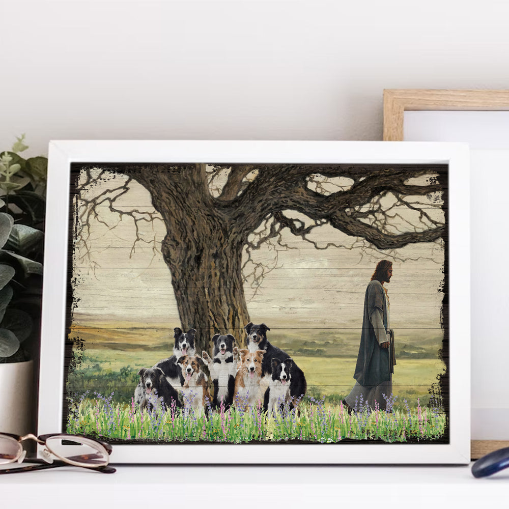 Border Collie Dog Walking With God For The Dog Lover Canvas Prints And Poster