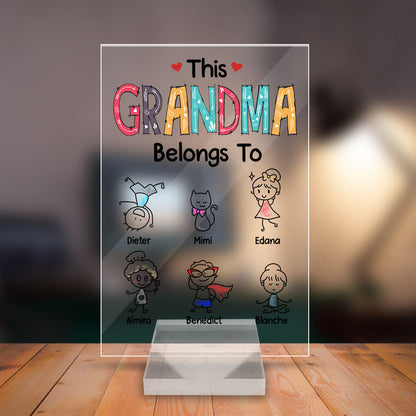 Personalized This Grandma Belongs To Fun Kids Acrylic Plaque