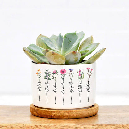 Personalized Family Birth Month Flowers Plant Pot