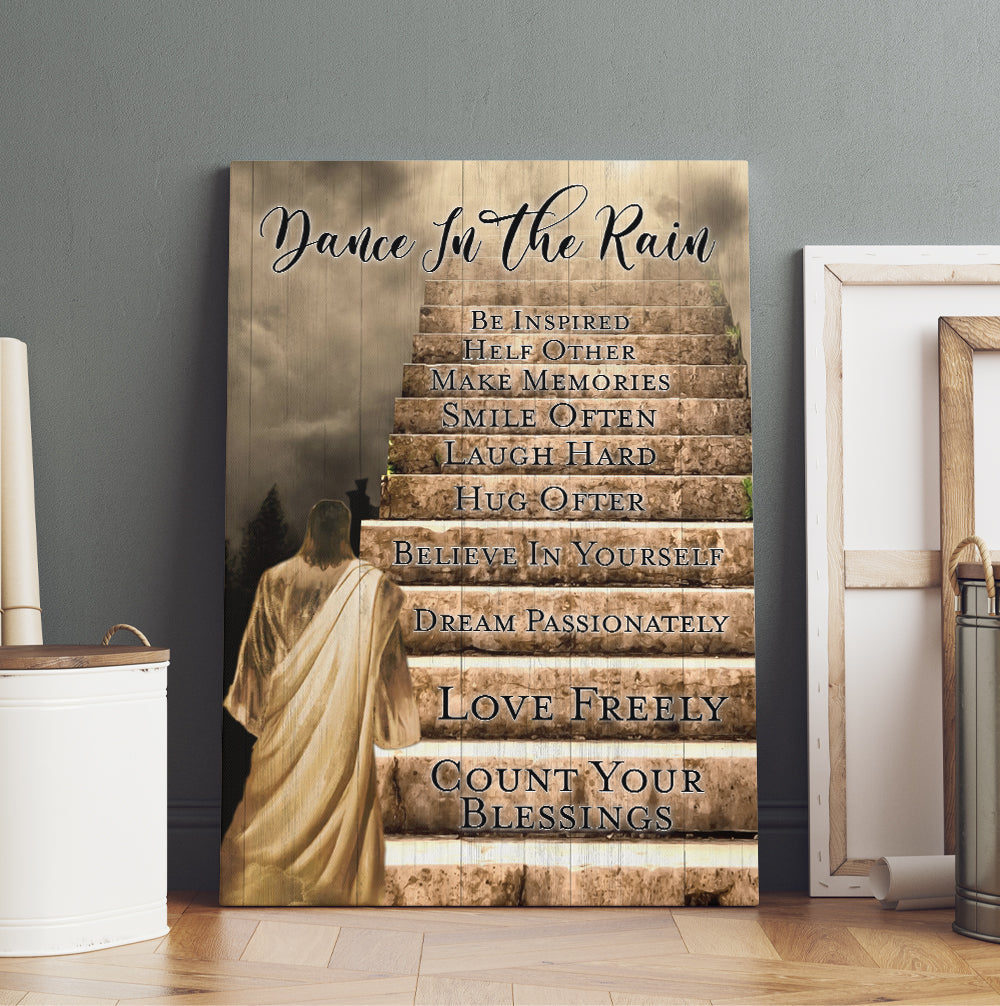 Count Your Blessings Stairs Qoute Jesus Stairway To Heaven Canvas Prints