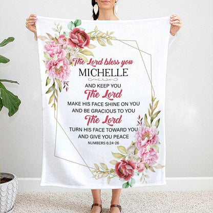 Personalized Custom Name Blanket, The Lord Bless You And Keep You Custom Name Blanket, Personalized Gift For Christian, God's Lover Gift Blanket