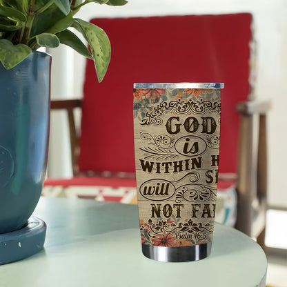 Personalized Woman Warrior God is Within Her She Will Not Fall Psalm 46:6 Tumbler