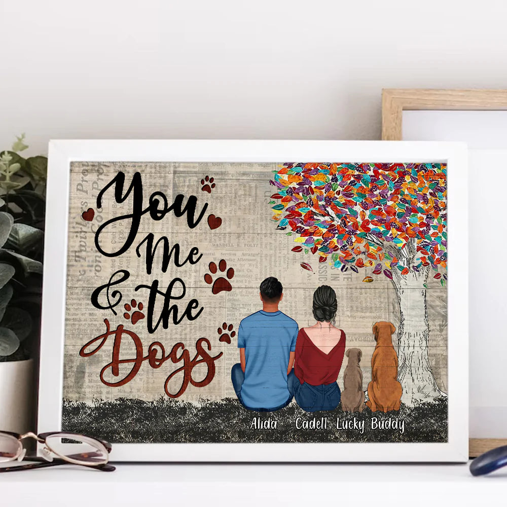 Personalized Couple And Dog You Me And The Dog Canvas Prints