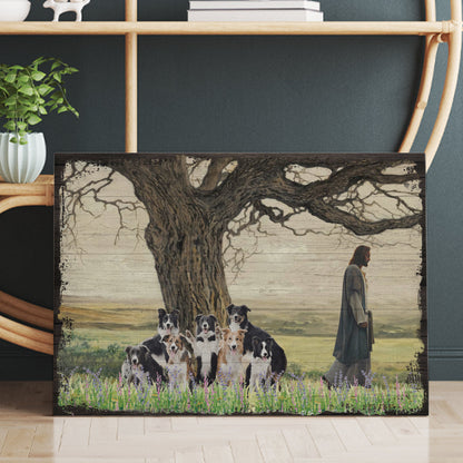 Border Collie Dog Walking With God For The Dog Lover Canvas Prints And Poster