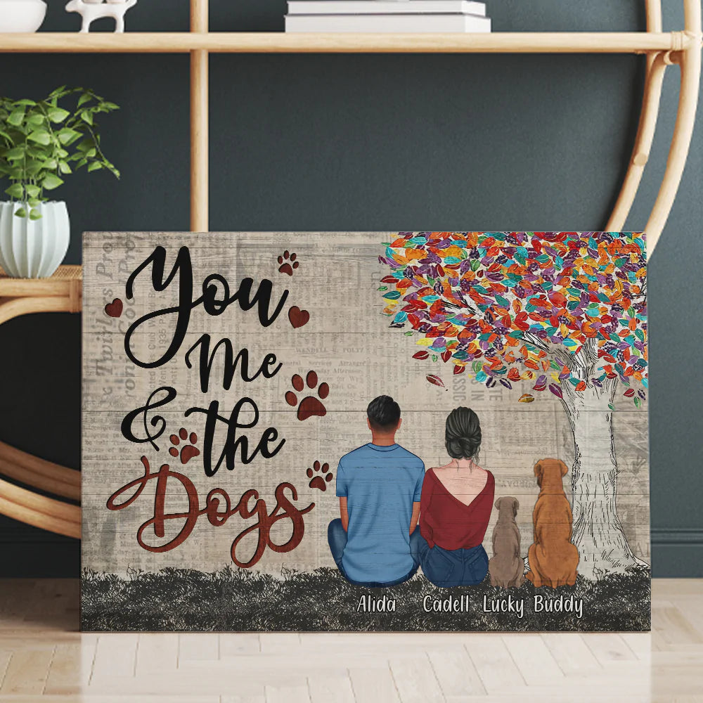 Personalized Couple And Dog You Me And The Dog Canvas Prints