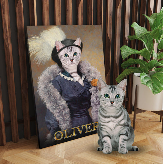 Personalized Cat The Foxy Lady Portrait Digital File Canvas Prints And Poster