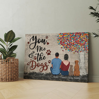 Personalized Couple And Dog You Me And The Dog Canvas Prints