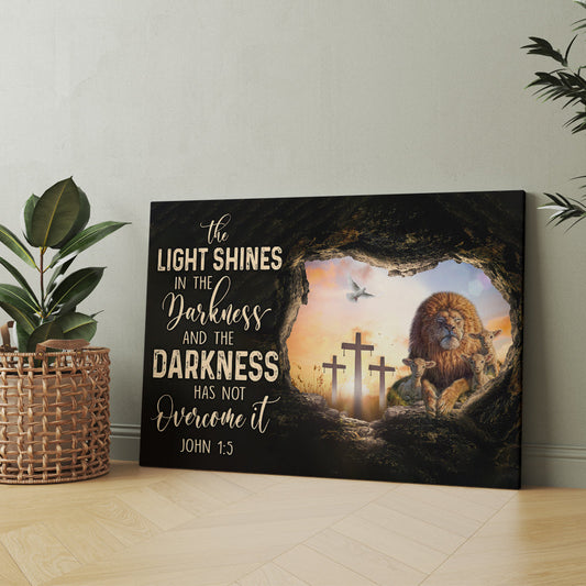 John 1:5 The Light Shines In The Darkness Lion Of Judah Lamb Of God Canvas Prints And Poster