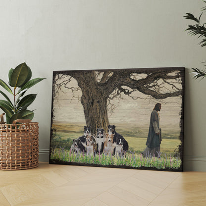 Border Collie Dog Walking With God For The Dog Lover Canvas Prints And Poster