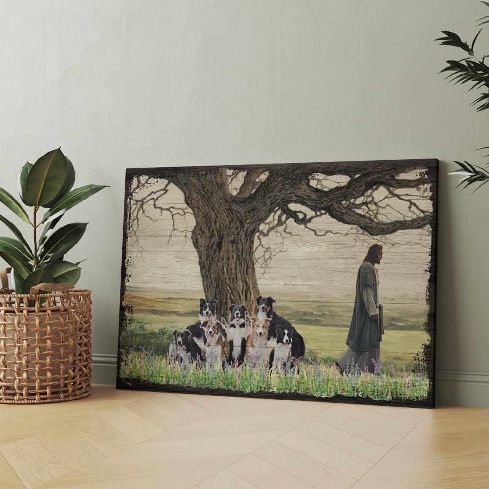 Border Collie Dog Walking With God For The Dog Lover Canvas Prints And Poster