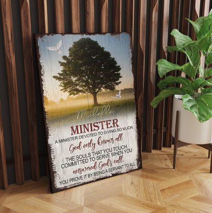 Personalized Minister Tree Of Life A Minister Devoted To Giving So Much God Only Know All Canvas Prints And Poster