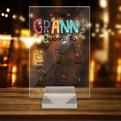 Personalized This Grandma Belongs To Fun Kids Acrylic Plaque