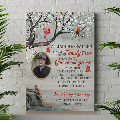 Personalized Photo A Limb Has Fallen From The Family Trees Personalized In Memory Of Canvas Prints And Poster