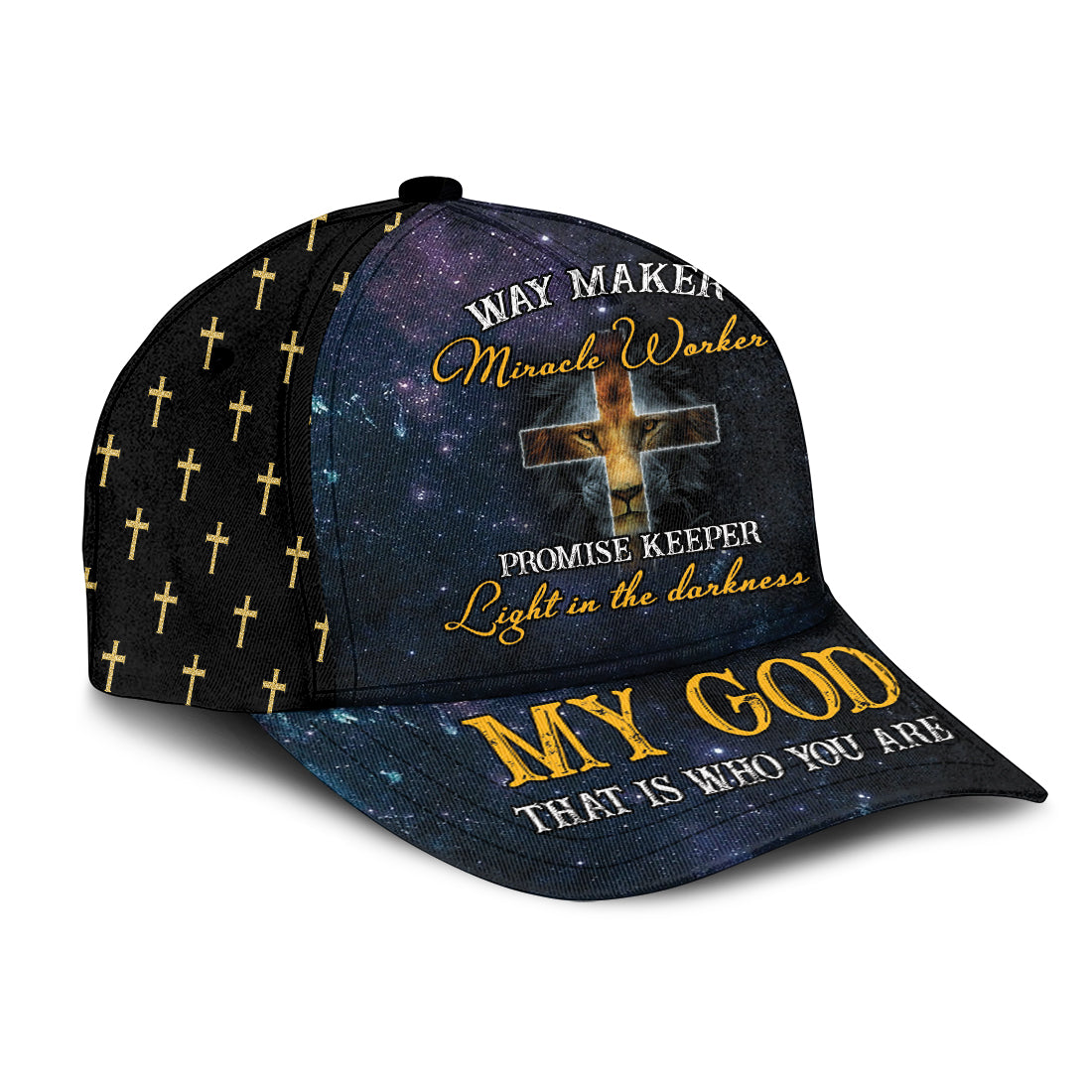 Lion Cross Light Way Maker Miracle Worker Faith Hope Love All-Over Print Classic Cap