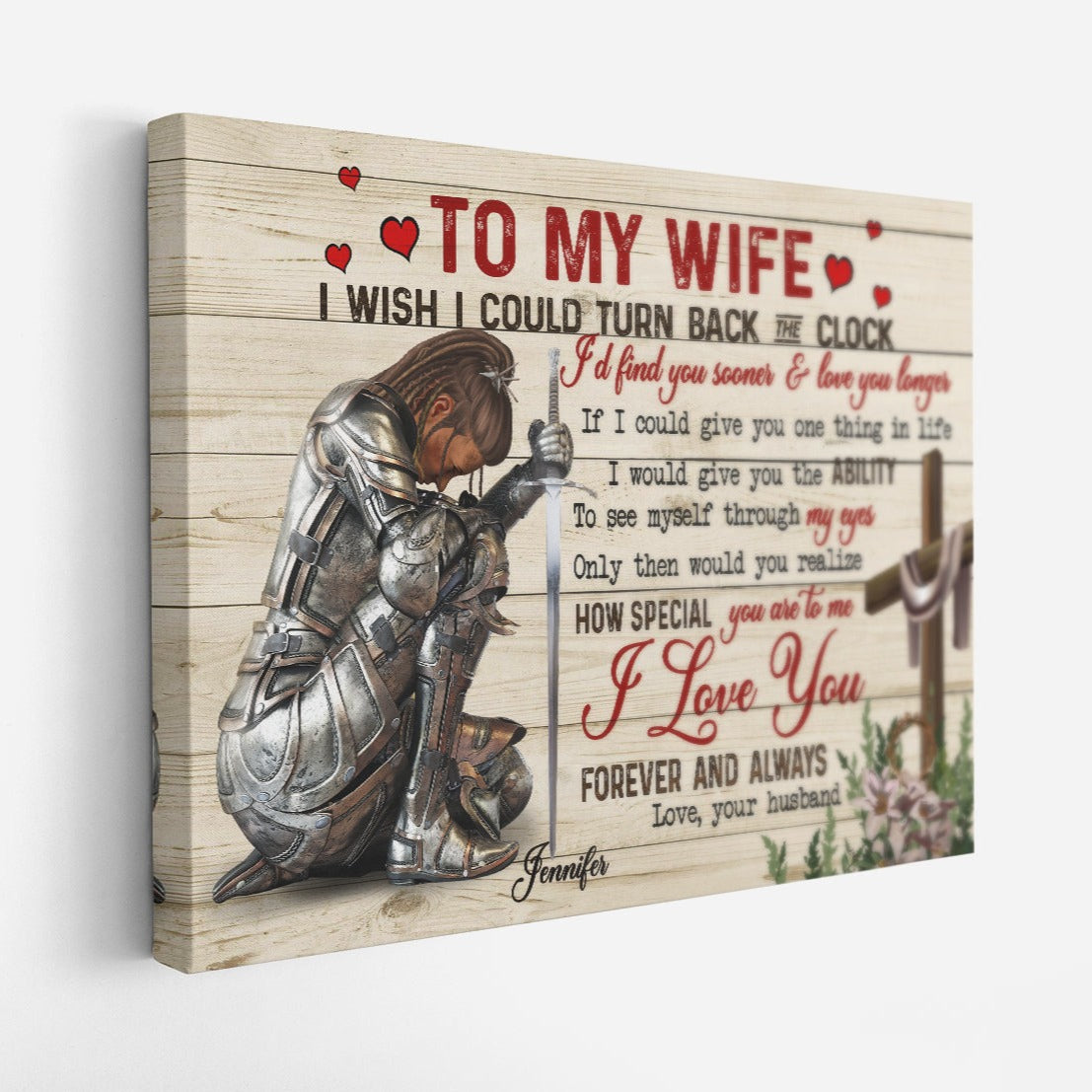 Personalized Woman Warrior Of God To my Wife I Wish I Could Turn Back Canvas