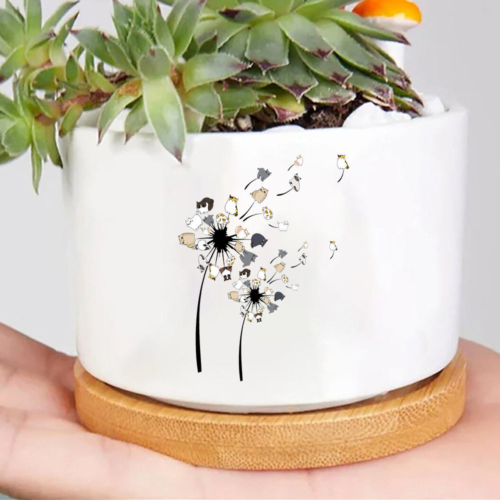 Dandelion Cats Flower Colorful Pet Cat Plant Pot