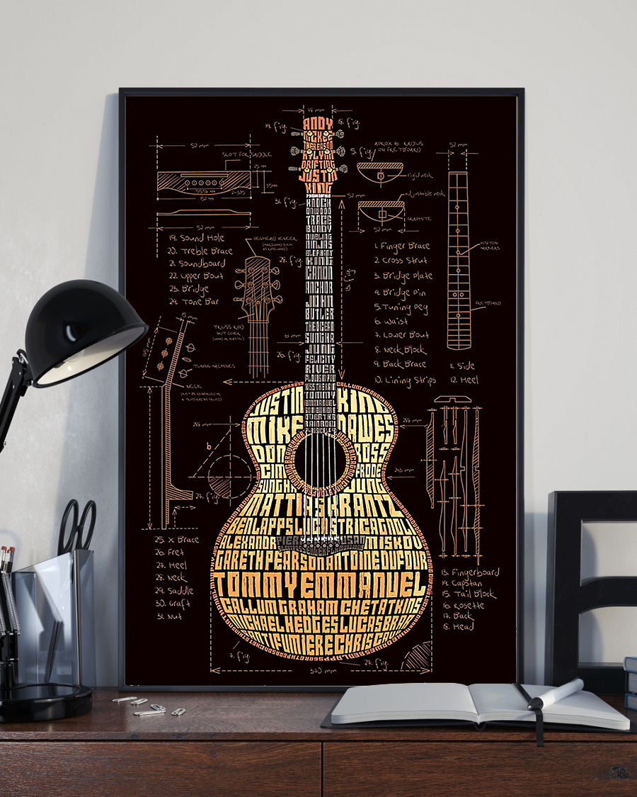 Bass Guitar Chords Printable Poster 