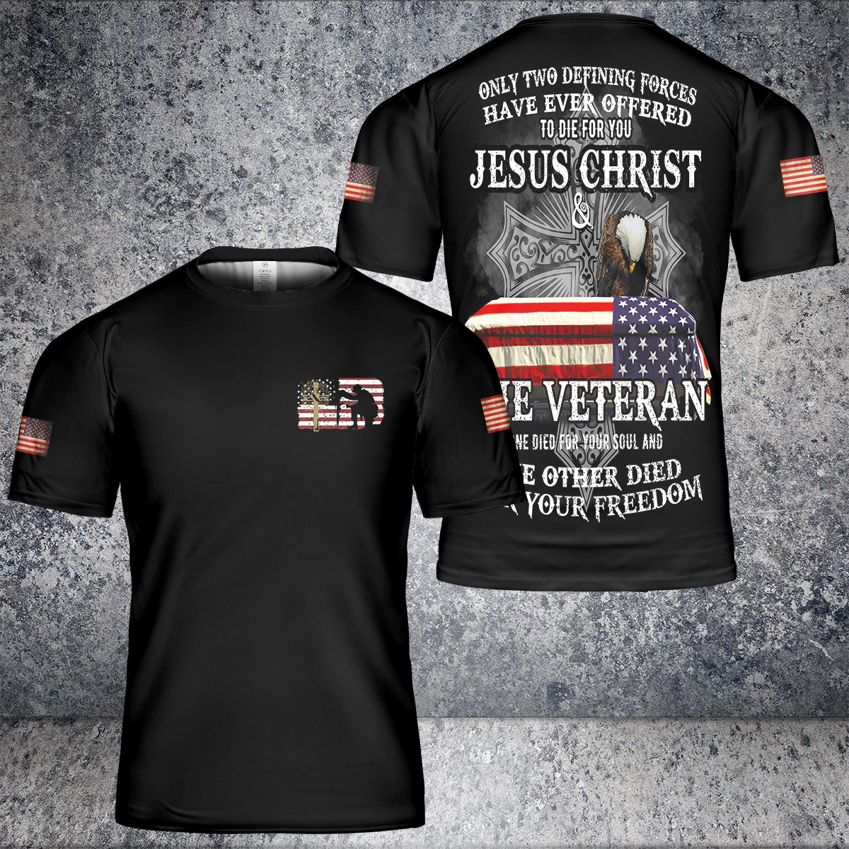 Only Two Defining Jesus Christ And The American Veteran All Over Print 3D  Hoodie