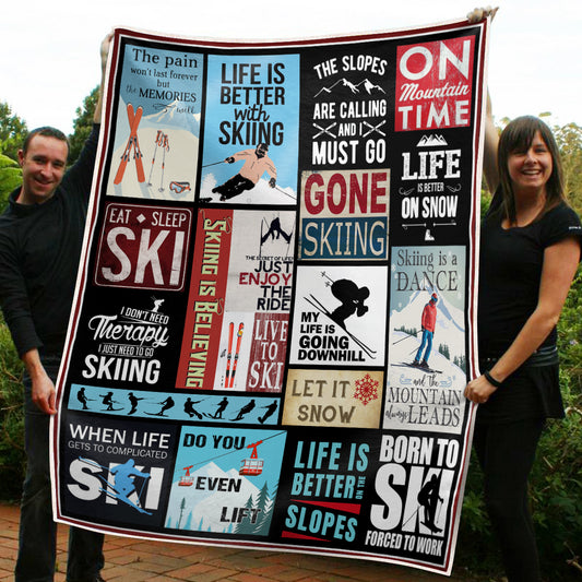 Life Is Better With Skiing Fleece Blanket