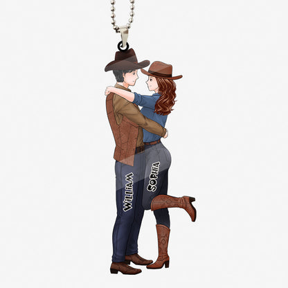 Personalized Couple Cowboy And Cowgirl Car Ornament