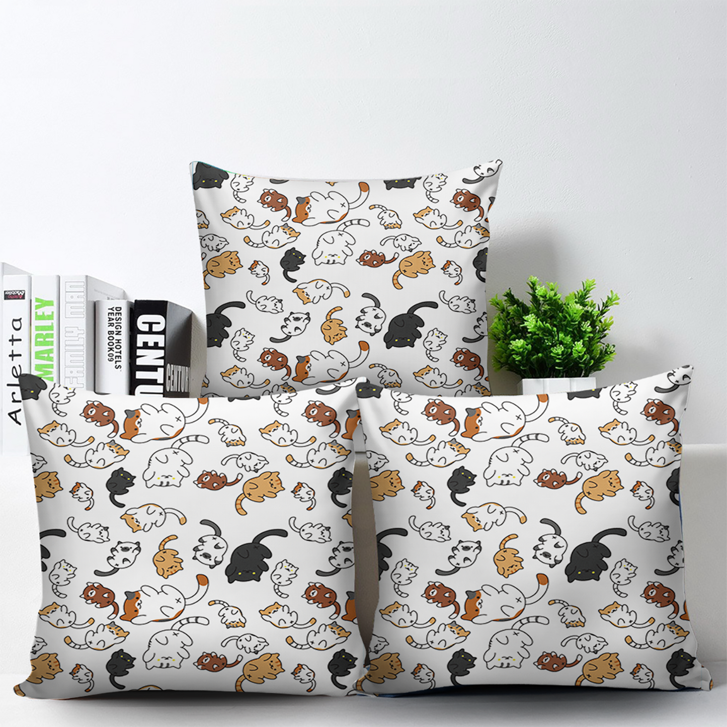 Cats All-over Print Suede Throw Pillow