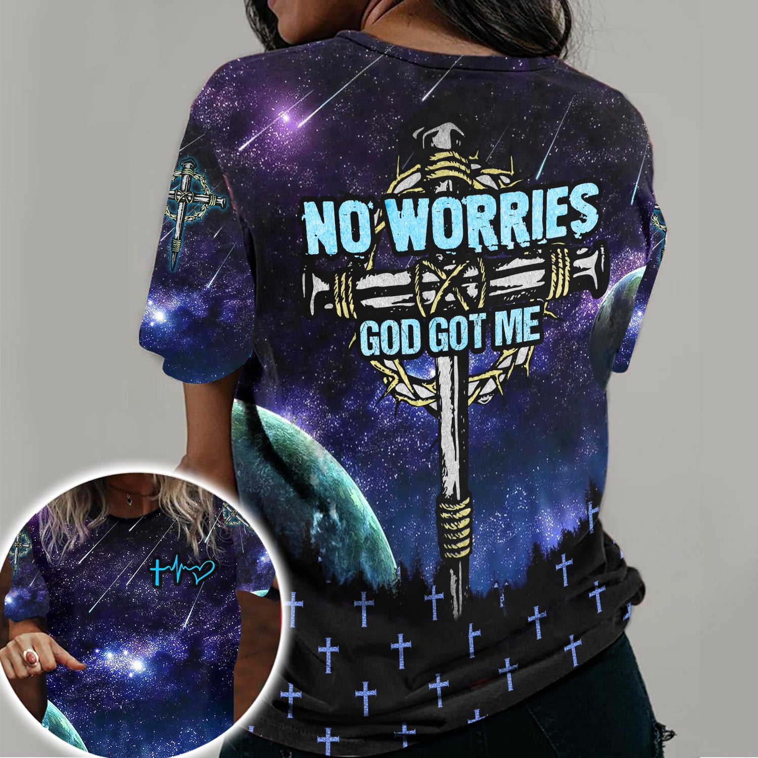 No Worries God Got Me Faith Cross 3D All Over Print