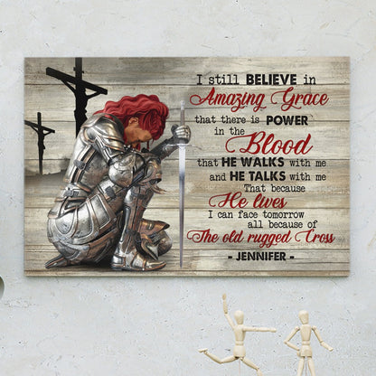 Personalized Woman Warrior of God I still believe in Amazing Grace Jesus Canvas