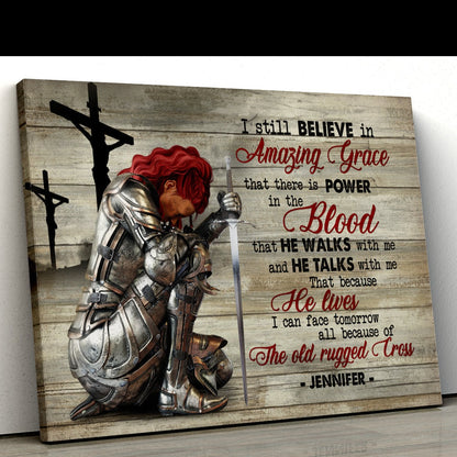 Personalized Woman Warrior of God I still believe in Amazing Grace Jesus Canvas