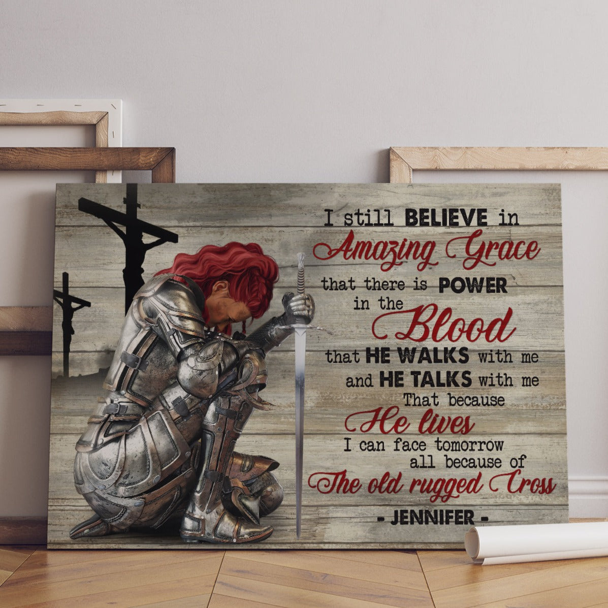 Personalized Woman Warrior of God I still believe in Amazing Grace Jesus Canvas