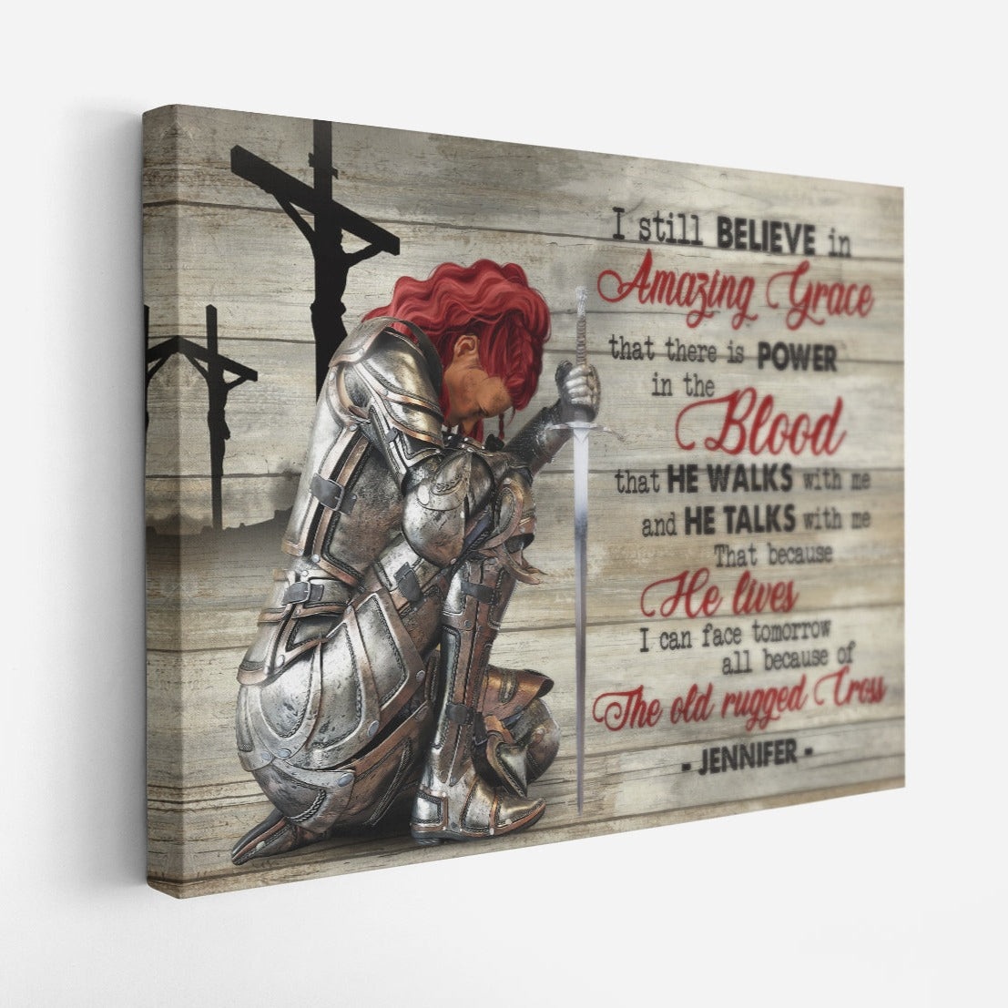 Personalized Woman Warrior of God I still believe in Amazing Grace Jesus Canvas