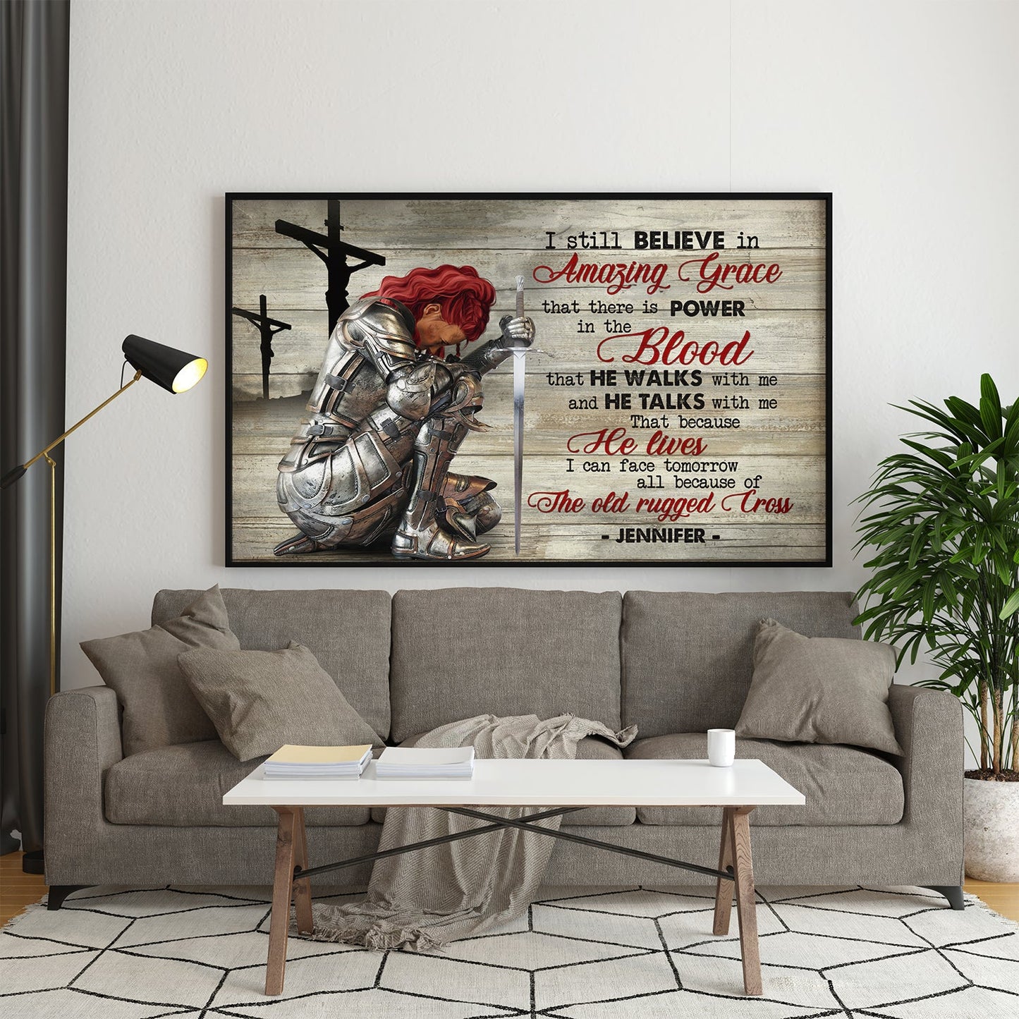 Personalized Woman Warrior of God I still believe in Amazing Grace Jesus Poster And Canvas