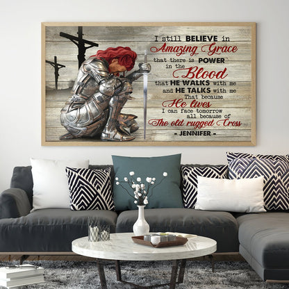 Personalized Woman Warrior of God I still believe in Amazing Grace Jesus Poster And Canvas