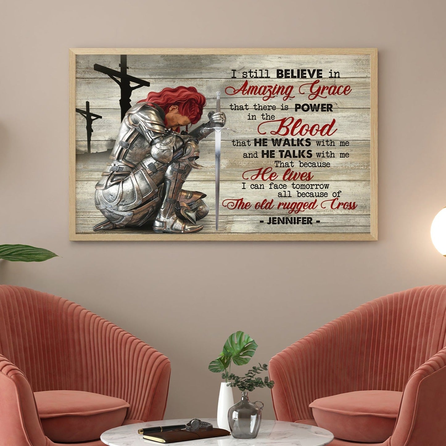 Personalized Woman Warrior of God I still believe in Amazing Grace Jesus Poster And Canvas
