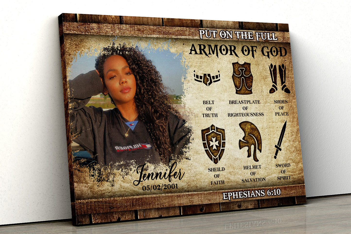 Personalized Custom Photo Canvas Of God Put On The Full Armor Of God Ephesians 6-10